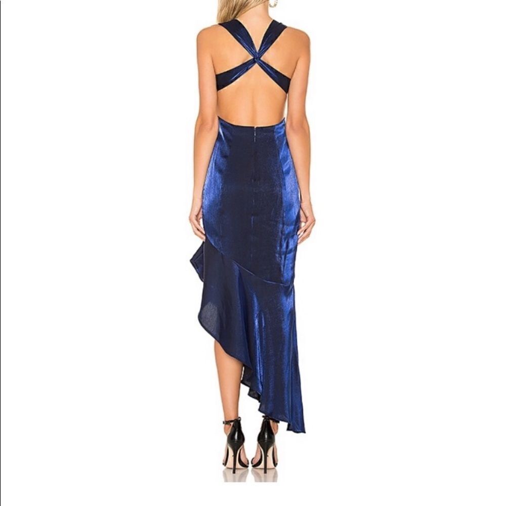 NWT Lovers & Friends Andressa Midi Sapphire Blue Dress Asymmetrical Size M - Picture 4 of 13